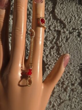 Royal Ruby Golden Ring - Sets Of 2 - With Charms